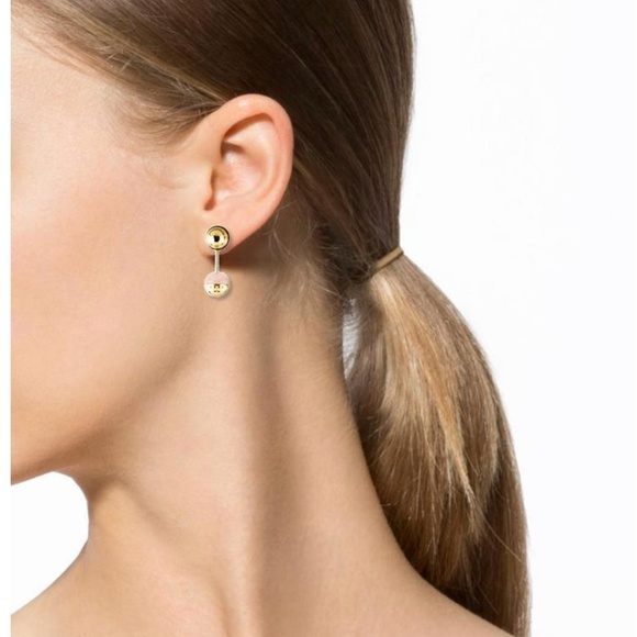 NEW Tory Burch Logo Bead Ear Jacket In Rose Quartz - Picture 2 of 5